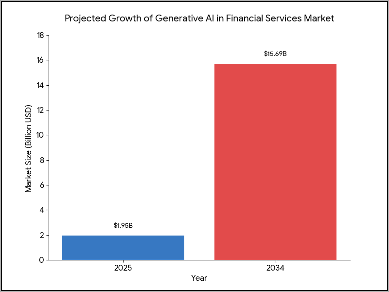 Generative AI in financial services market growth, $1.95B to $15.69B by 2034