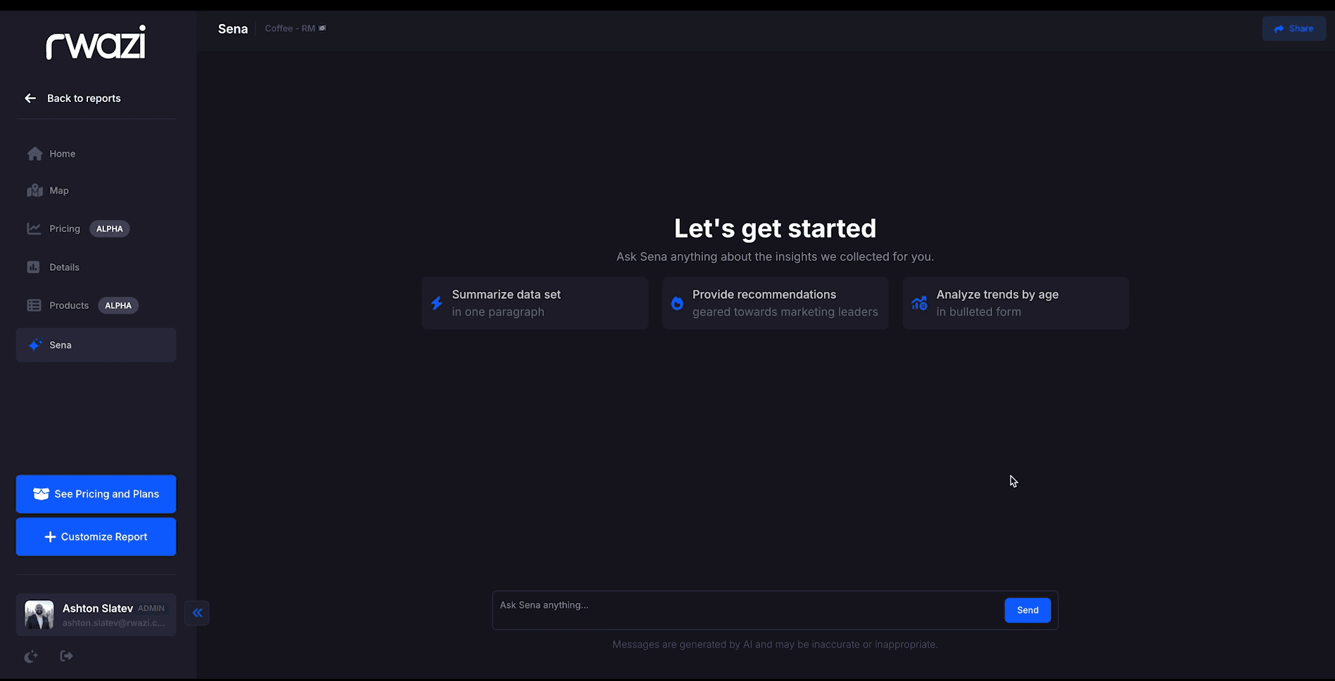 Sena conversational AI overview, data to insight to action